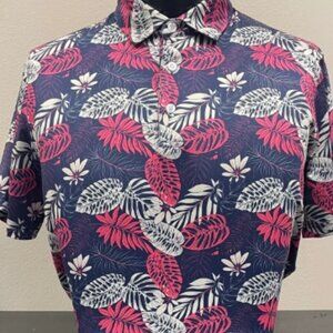 CS Coastal Navy Palm Print Polo